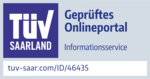 Siegel TÜV Saarland: Geprüftes Onlineportal Informationsservice. Zum Zertifikat